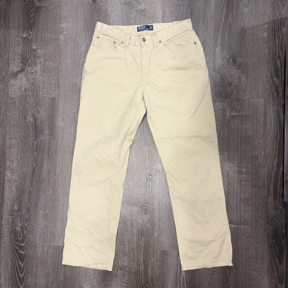 Vintage Polo Ralph Lauren 5 Pocket Twill Pants 34x30 Khaki Relaxed Straight